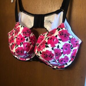 Sexy Pink Bold Floral Torrid T-Shirt Bra Size 48DD